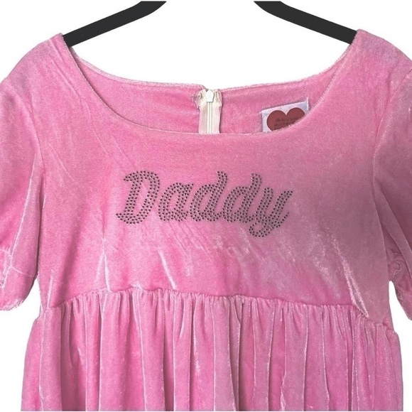 O Might Daddy Velvet Babydoll Dress size Small - Picture 2 of 5